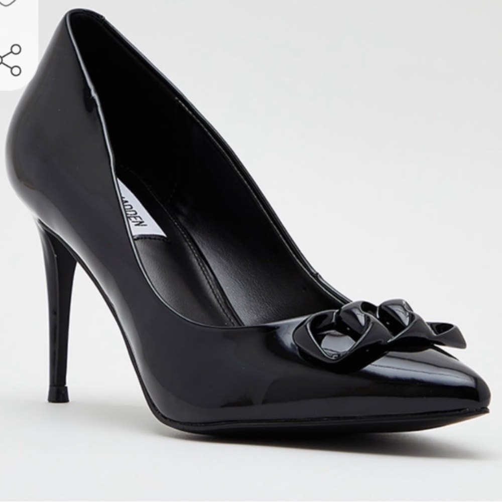 🖤⛓️ Steve Madden Black Patent Chain Heels | Glossy Edge + Glam Statement 👠✨
